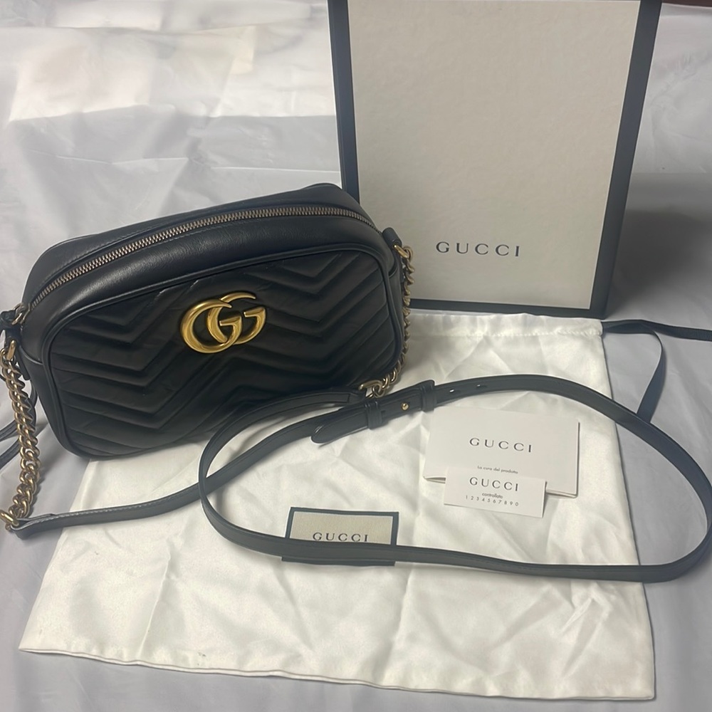 GG Marmont small matelassé camera bag - comes with original box, dust bag